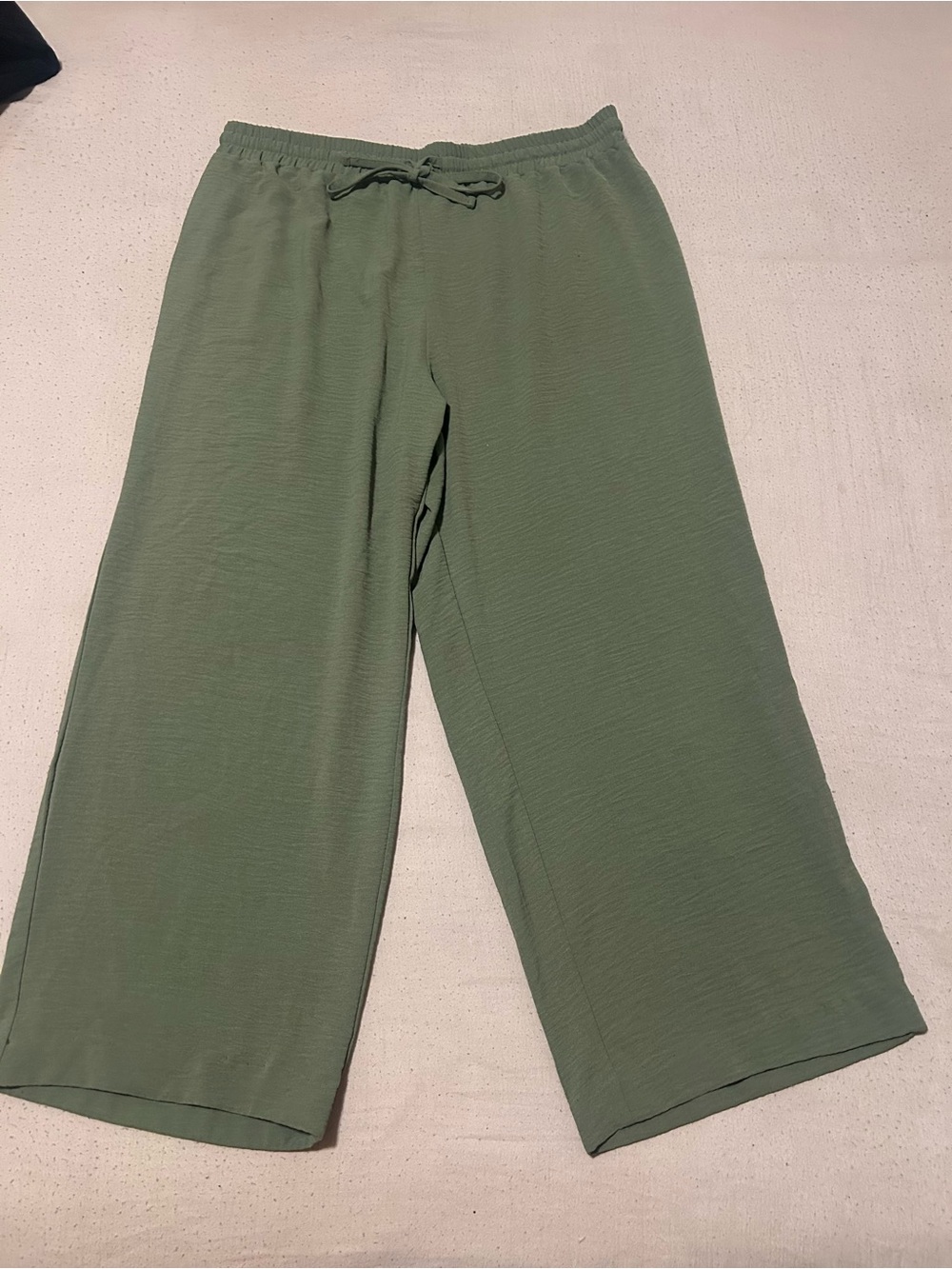 Rafaella Olive Drawstring Wide-Leg Pull-On Pants